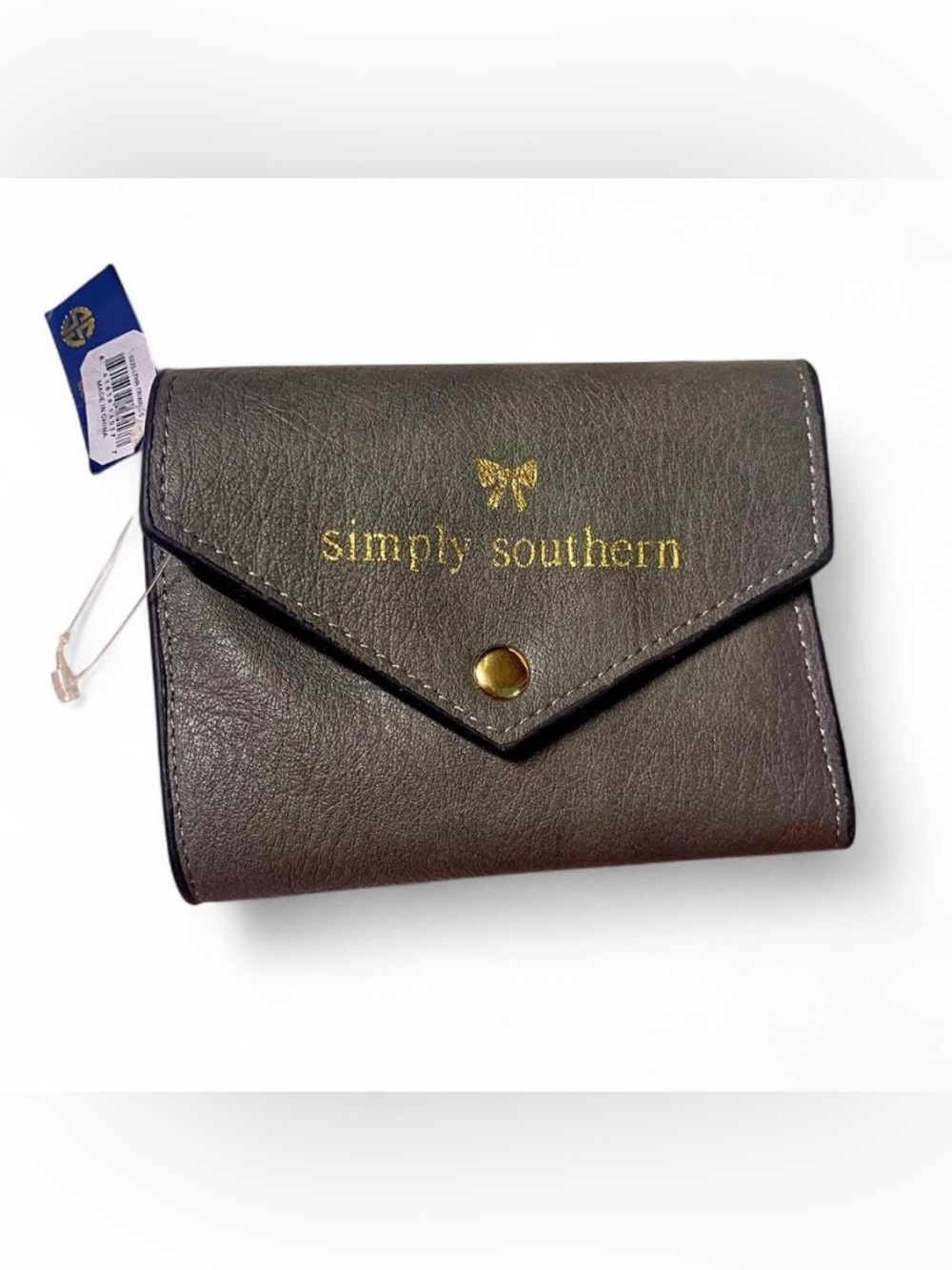 Simply Southern NWT Grey Vegan Leather Envelope Trifold Wallet